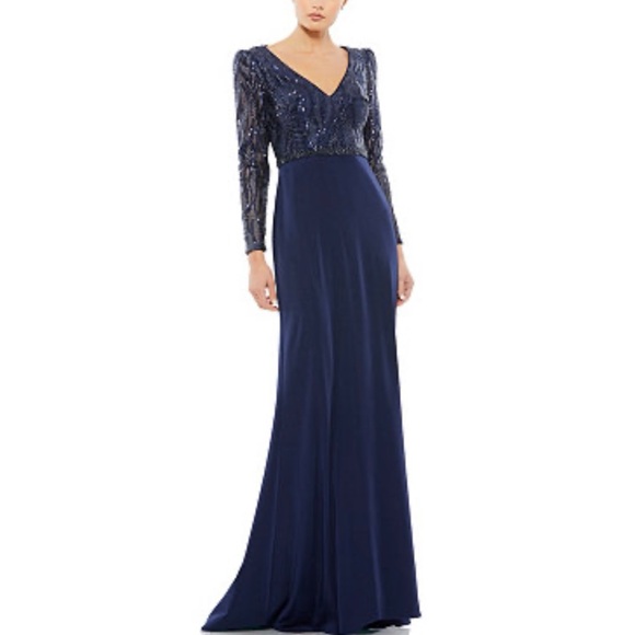 Mac Duggal Embellished Long Sleeve Bodice Column gown NEW - Picture 1 of 9
